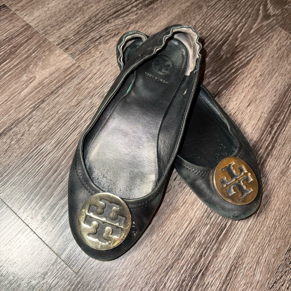 Tory Burch Minnie Black Flats Size 7